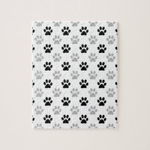 Zwart-witte puppy afdrukken legpuzzel