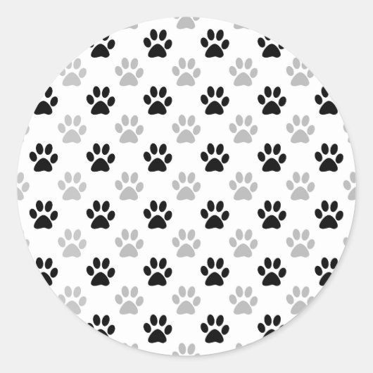 Zwart-witte puppy afdrukken ronde sticker (Voorkant)