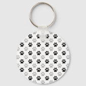Zwart-witte puppy afdrukken sleutelhanger (Voorkant)