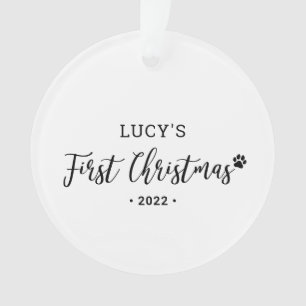 Zwart & Witte Puppy Hond Eerste Kerst Foto Ornament