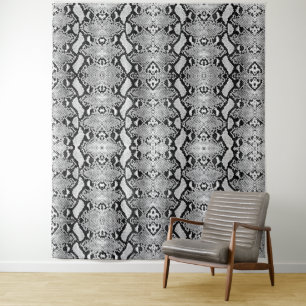 Zwart & Witte Python Slangenhuid Achtergrond Wandkleed