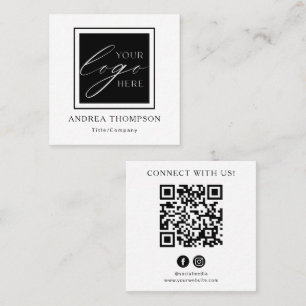 Zwart Witte QR-code Aangepast Logo Neem contact me Vierkante Visitekaartje