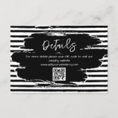 Zwart Witte QR Code Huwelijksdetails Informatiekaartje (Voorkant)
