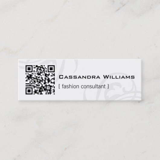 Zwart-witte QR CODE Mini-Visitekaartjes Mini Visitekaartje (Voorkant)