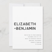Zwart Witte QR Code Trouw Uitnodiging met RSVP (Voorkant)