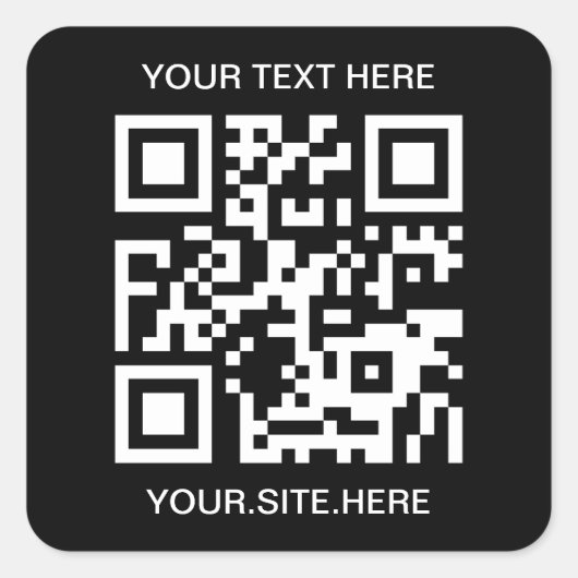 Zwart-witte QR-code Vierkante Sticker (Voorkant)