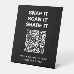 Zwart-witte QR-code voor eindexamenfeest om foto's Reclamebord Met Voetstuk