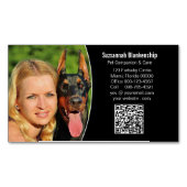 Zwart-witte QR-code voor gezelschapsdieren Foto Magnetisch Visitekaartje (Voorkant)
