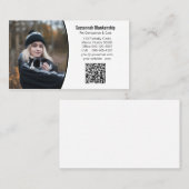 Zwart-witte QR-code voor gezelschapsdieren Foto Visitekaartje (Voorkant / Achterkant)