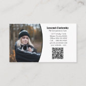 Zwart-witte QR-code voor gezelschapsdieren Foto Visitekaartje (Voorkant)