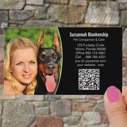 Zwart-witte QR-code voor gezelschapsdieren Foto Visitekaartje