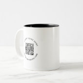 Zwart Witte QR Code Zakelijk Logo Promo mok (Voorkant links)