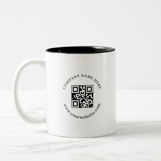 Zwart Witte QR Code Zakelijk Logo Promo mok (Links)