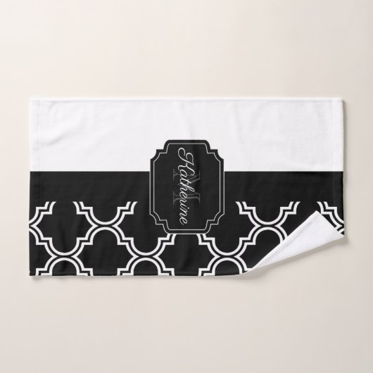 Zwart-witte quatrefolie bad handdoek (Handdoek)