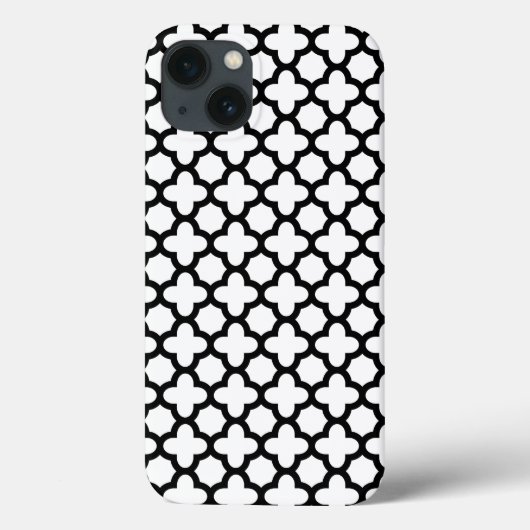 Zwart-witte quatrefolie Case-Mate iPhone case (Achterkant)
