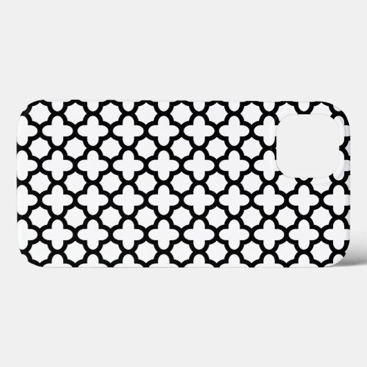 Zwart-witte quatrefolie Case-Mate iPhone case (Achterkant (horizontaal))