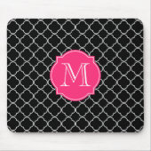 Zwart-witte quatrefolie met monogram muismat (Voorkant)