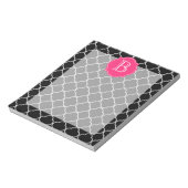 Zwart-witte quatrefolie met monogram notitieblok (Linkerzijde)