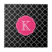 Zwart-witte quatrefolie met monogram tegeltje (Voorkant)