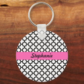 Zwart-witte quatrefolie sleutelhanger (Voorkant)