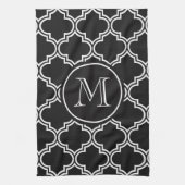 Zwart-witte quatrefolie theedoek (Verticaal)