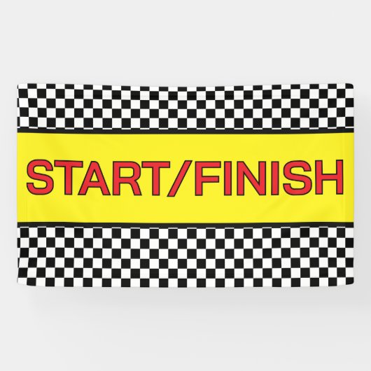 Zwart-witte race START finishlijn Spandoek (Horizontaal)