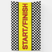 Zwart-witte race START finishlijn Spandoek (Verticaal)