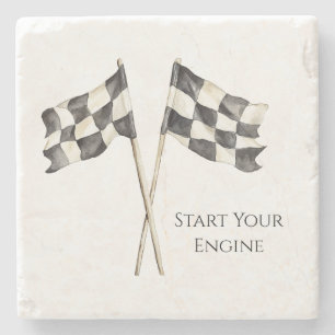 Zwart Witte Racing Race Auto Vlaggen Stenen Onderzetter