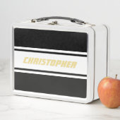 Zwart Witte Racing Strepen Gouden Monogram Jongens (In situ)