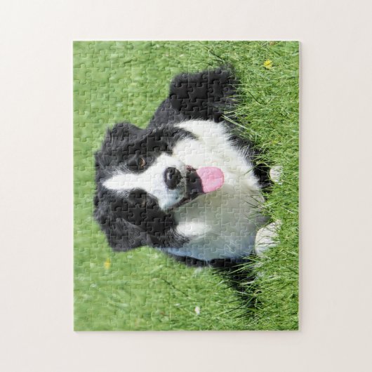 Zwart-witte rand collie legpuzzel (Verticaal)