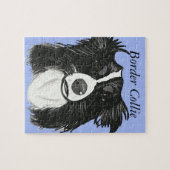 Zwart-witte rand collie legpuzzel (Horizontaal)