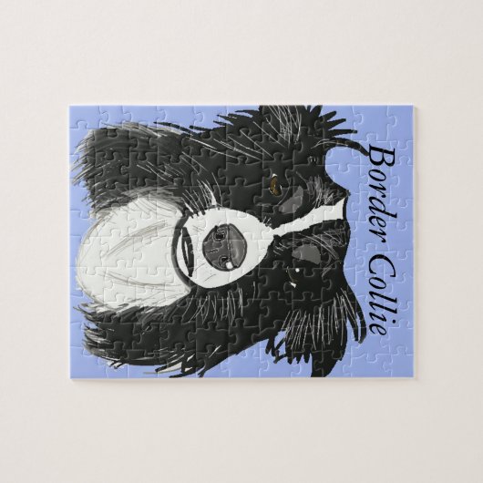 Zwart-witte rand collie legpuzzel (Horizontaal)