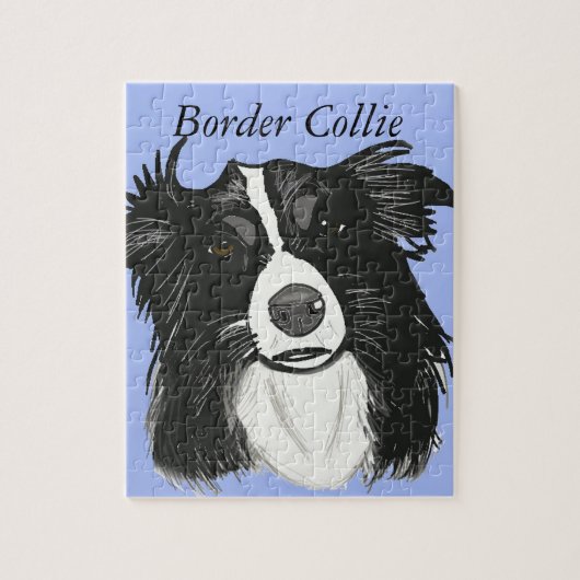 Zwart-witte rand collie legpuzzel (Verticaal)