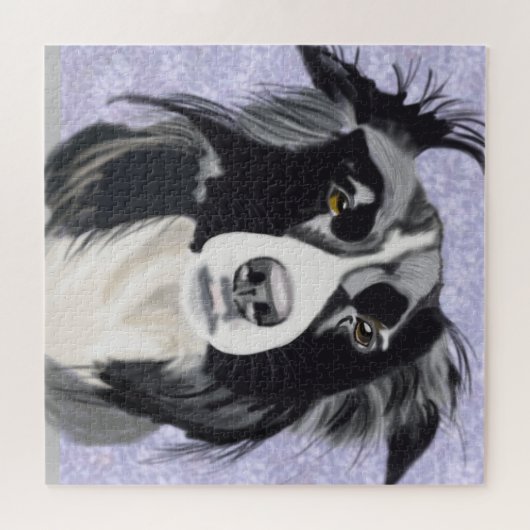 Zwart-witte rand collie legpuzzel (Horizontaal)