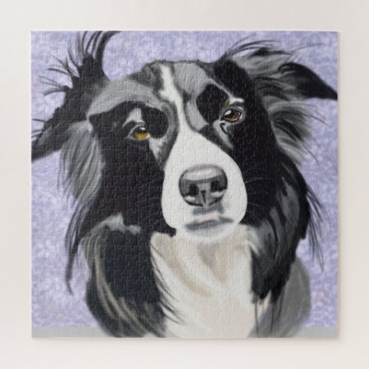 Zwart-witte rand collie legpuzzel (Verticaal)