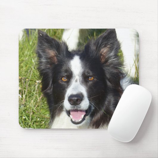 Zwart-witte rand collie muismat (Met muis)