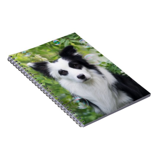 Zwart-witte rand collie notitieboek (Rechterzijde)