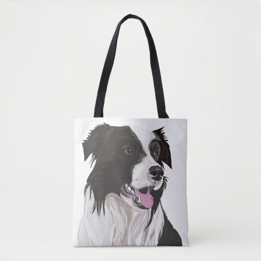 Zwart-witte rand collie tote bag (Voorkant)