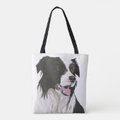 Zwart-witte rand collie tote bag (Achterkant)