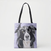 Zwart-witte rand collie tote bag (Voorkant)