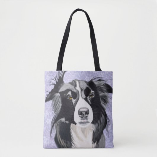 Zwart-witte rand collie tote bag (Voorkant)