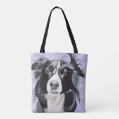 Zwart-witte rand collie tote bag (Achterkant)