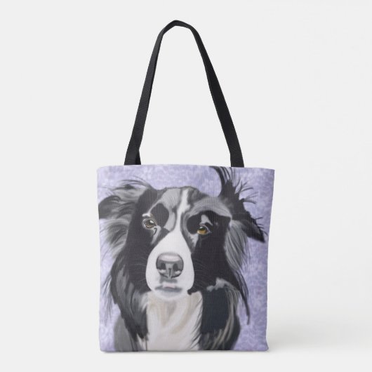 Zwart-witte rand collie tote bag (Achterkant)