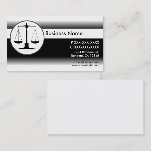 Zwart-witte rechtspleging schalen visitekaartjes (Voorkant / Achterkant)