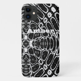 Zwart Witte Reptielenschubbenpatroon Persoonlijk Case-Mate iPhone Case
