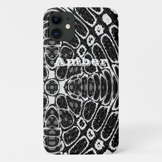 Zwart Witte Reptielenschubbenpatroon Persoonlijk Case-Mate iPhone Case (Achterkant)