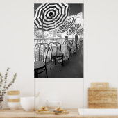 Zwart-witte restauranttafels poster (Keuken)