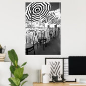 Zwart-witte restauranttafels poster (Thuiskantoor)
