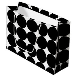 Zwart Witte Retro Geometrisch Cirkelpatroon  Groot Cadeauzakje