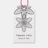 Zwart-witte retro minimalistische bloemen cadeaulabel (Voorkant)